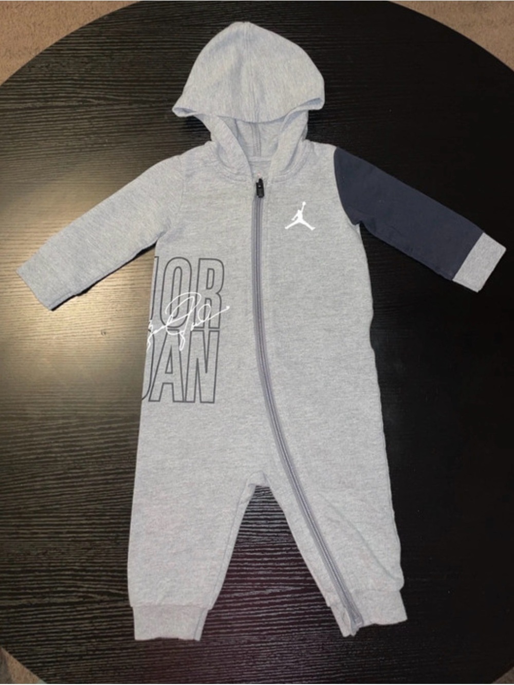 Jordan Gray Hooded One-Piece with Black Sleeve